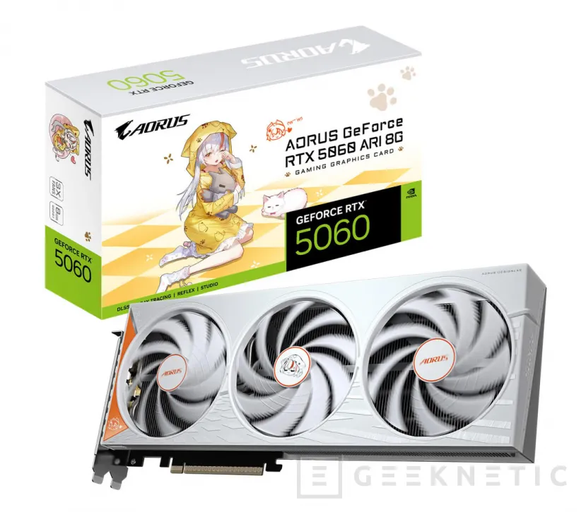 Geeknetic Gigabyte presenta la AORUS RTX 5060 ARI 8G con un 53,6% más de presión de aire en su ventilador Hawk Fan 2
