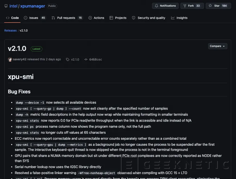 Geeknetic Intel XPU Manager 2.1 añade un comando p2p para mapear la conectividad entre GPU Arc Pro 1