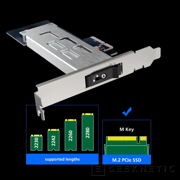 Geeknetic Akasa lanza un adaptador de PCIe 4.0 x4 a SSD M.2 con acceso al disco sin herramientas 3