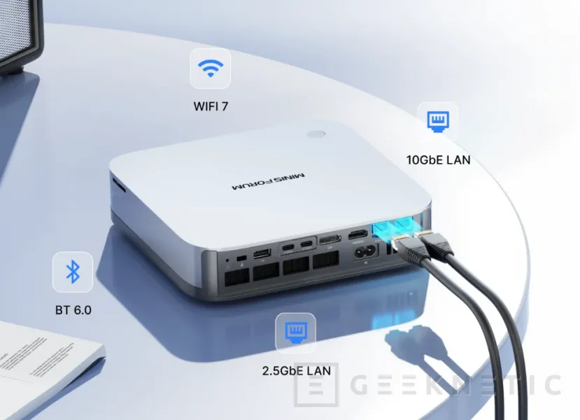 Geeknetic Mucha conectividad en formato compacto: Minisforum M2 Pro con 10 GbE, 2,5 GbE, WiFi 7, USB4 y CPU Panther Lake 1