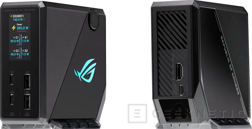 Geeknetic ASUS ROG Flux Charger Dock: un dock con pantalla LCD capaz de alimentar portátiles y periféricos con 260 W de potencia 1