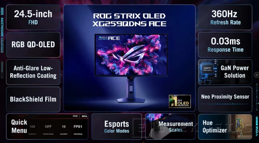 Geeknetic ASUS ROG Swift OLED PG259QWS Ace: 720 Hz para coronarse como el monitor OLED más rápido del mundo 7