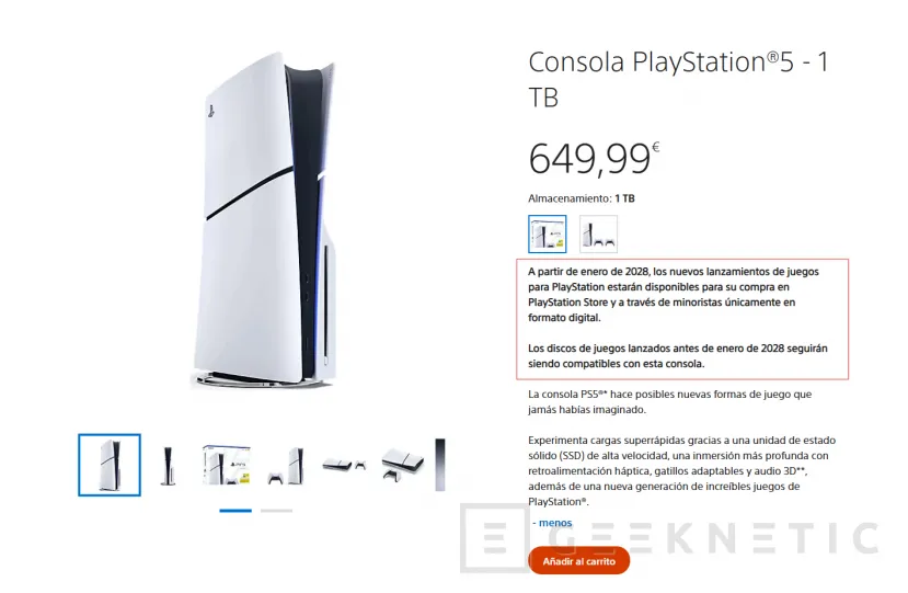Geeknetic Sony añade en las cajas de PS5 con lector de discos un mensaje advirtiendo el fin del formato físico en enero de 2028 1