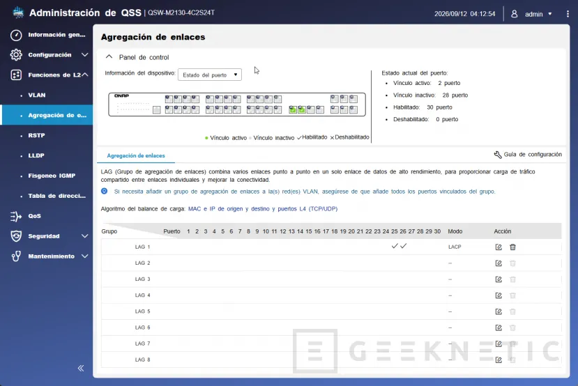 Geeknetic QNAP QSW-M2130-4C2S24T Review: el switch L2 gestionado 10-Gbit que lleva a cualquier PYME al próximo nivel 11