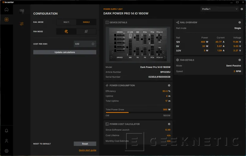 Geeknetic be quiet! Dark Power Pro 14 IO 1600W Review, Titanium, aluminio y control total con IO Center 14