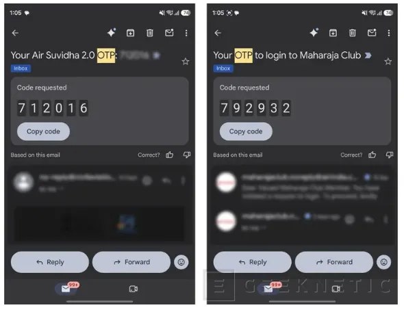 Geeknetic Gmail se actualiza en Android e iOS para simplificar la recepción de los códigos de un solo uso 1