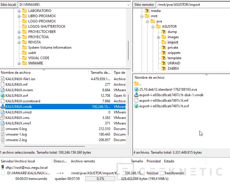 Geeknetic Cómo importar un VMDK de VMware en Proxmox VE 7
