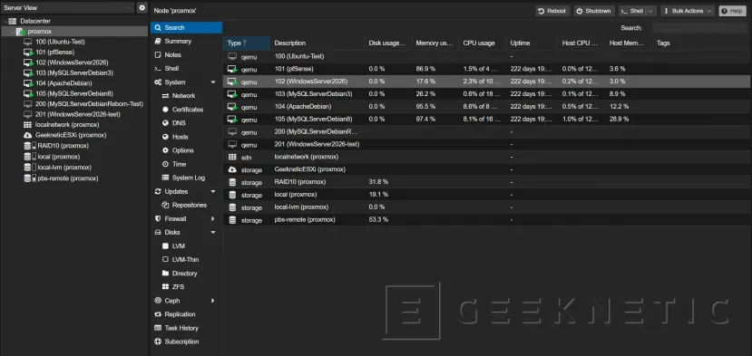 Geeknetic Así migramos nuestro viejo servidor web con VMware a uno nuevo con Proxmox sin un minuto de caída y multiplicando por 4 su rendimiento 13