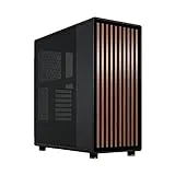 Fractal Design North Charcoal Black - Wood Walnut Front - Mesh Side Panels - Two 140mm Aspect PWM Fans Included - Intuitive Interior Layout Design - ATX Mid Tower PC Gaming Case