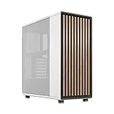 Fractal Design North Chalk White - Wood Oak Front - Mesh Side Panels - Two 140mm Aspect PWM Fans Included - Intuitive Interior Layout Design - ATX Mid Tower PC Gaming Case