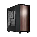 Fractal Design North Charcoal Black Tempered Glass Dark - Wood Walnut Front - Glass Side Panel - Two 140mm Aspect PWM Fans Included - Intuitive Interior Layout Design - ATX Mid Tower PC Gaming Case