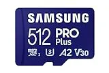 Samsung PRO Plus Tarjeta de memoria MicroSD con Adaptador SD, 512GB, 180 y 130 MB/s, Full HD & 4K UHD, UHS-I, U3, V30, A2, para Smartphone Android, Tableta, GoPro y Dron DJI (MB-MD512SA)