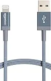 Amazon Basics - Cable Lightning a USB-A de nailon trenzado, cargador certificado por MFi, color gris oscuro, 1,8 m