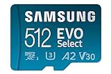 Samsung MB-ME512KA/EU EVO Select - Tarjeta de memoria microSDXC UHS-I U3 de 512 GB, 130 MB/s, Full HD y 4K UHD, incluida Adaptador SD, Azul