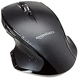 Amazon Basics – Ratón inalámbrico ergonómico de tamaño normal con rueda rápida, Negro