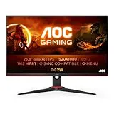 AOC Gaming 24G2SPAE - Monitor FHD de 24 Pulgadas, 165 Hz, MPRT de 1 ms, FreeSync, Compatible con G-Sync, Altavoz (1920 x 1080, VGA, HDMI, DisplayPort), Color Negro y Rojo