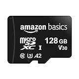 Amazon Basics - MicroSDXC, 128 GB, con Adaptador SD, A2, U3, velocidad de lectura hasta 100 MB/s, Negro