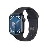 Apple Watch Series 9 [GPS] Smartwatch con Caja de Aluminio en Color Medianoche de 41 mm y Correa Deportiva Color Medianoche - Talla S/M. Monitor de entreno, App Oxígeno en Sangre, Resistencia al Agua