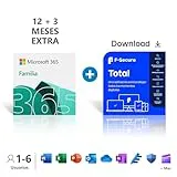 Microsoft 365 Familia | Hasta 6 personas | Suscripción de 15 meses + F-Secure Total | 1 Años | 5 Dispositivos | PC/Mac/Mobile | Código de activación enviado por email