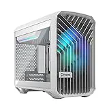 Fractal Design Torrent Nano RGB White, Clear Tint Tempered Glass Side Panel, Open Grille for Maximum Air Intake, 180mm RGB PWM Fan Included, Type C, mITX Airflow Mini Tower PC Gaming Case