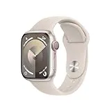 Apple Watch Series 9 [GPS + Cellular] Smartwatch con Caja de Aluminio en Blanco Estrella de 41 mm y Correa Deportiva Blanco Estrella - Talla M/L. Monitor de entreno, App Oxígeno en Sangre