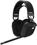 Corsair HS80 RGB WIRELESS Auriculares Inalámbricos para Juegos Multiplataforma RGB - Dolby Atmos - Micrófono Omnidireccional - Compatible con iCUE - PC, Mac, PS5, PS4 - Carbono