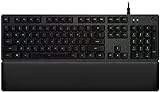 Logitech G513 Teclado Gaming Mecánico con Reposamuñecas, RGB LIGHTSYNC, Teclas GX-Táctil Marrón, Aleación de Aluminio, Teclas F Personalizables, Paso de USB, Disposición QWERTY ES, Carbón y Negro