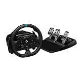 Logitech G G923 Volante y Pedales de Carrera para PS5, PS4, PC, TRUEFORCE 1000 Hz con Force Feedback, Embrague Dual, Funda de Volante en Cuero Auténtico, Compatible con F1 23 & Gran Turismo 7, Negro