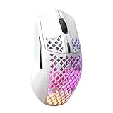 SteelSeries Aerox 3 Wireless - Ratón gaming perforado RGB - Diseño ultraligero resistente al agua - Sensor óptico TrueMove Air 18K DPI - Snow