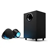 Logitech G560 Altavoces Gamer para PC, Sonido envolvente DTS:X, Iluminación LIGHTSYNC RGB integrada, 2 altavoces satélite y un subwoofer, Experiencia de juego inmersiva - Negro