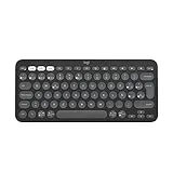 Logitech Pebble Keys 2 K380s Teclado Bluetooth Multidispositivo, Accesos Directos, Estilizado y Portátil, Easy-Switch, Windows, macOS, iPadOS, Android, ChromeOS, Disposición QWERTY Españo, Grafito