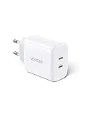 UGREEN Cargador iPhone 40W Doble USB C, USB C Charger Power Delivery Compatible con iPhone 15 Pro MAX/ 14 Pro/ 13/12/ SE 2022, Galaxy S22/S21/S20, Redmi Note 11, iPad Pro