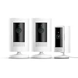 Ring Cámara exterior con batería Pack de 2 (Stick Up Cam) + Cámara interior (Indoor Camera, 2.ª gen.) de Amazon | Cámara de vigilancia wifi con comunicación bidireccional | Ring Protect 30 días gratis