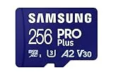 Samsung PRO Plus Tarjeta de memoria MicroSD con Adaptador SD, 256GB, 180 y 130 MB/s, Full HD & 4K UHD, UHS-I, U3, V30, A2, Compatible con Smartphone Android, Tableta, GoPro y Dron DJI (MB-MD256SA)