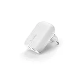 Belkin Cargador Doble de Pared de 37 W para Teléfono, Puerto USB-C PD de 25 W y USB-A de 13 W, Carga Rápida para Galaxy S23, S22, Ultra, Plus, Note 20, la Serie iPhone 14 y muchos Otros