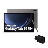 Samsung Galaxy Tab S9 FE+ - Tablet + Cargador, 256 GB, 5G, S Pen incluido, Batería de Larga Duración, Clasificación IP 68, Gris (Versión Española)