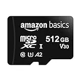 Amazon Basics - MicroSDXC, 512 GB, con Adaptador SD, A2, U3, velocidad de lectura hasta 100 MB/s, , Negro