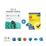 Microsoft 365 Familia | Apps Office 365 | PC/MAC/teléfono | Suscripción anual | 12+3 Meses + NORTON 360 Deluxe | 15 Meses | PC/Mac - Código de activación enviado por email