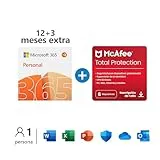 Microsoft 365 Personal | Apps Office 365 | PC/MAC/tableta/teléfono | 12+3 Meses + McAfee Total Protection 2022 | 6 Dispositivo | 12 Meses | PC/Mac/Android/Smartphones - Código de activación por email