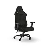 Corsair TC100 Relaxed Silla para Juegos - Leatherette - Diseño Inspirado en Las Carreras - Cojín Lumbar - Almohada Cervical Extraíble de Espuma Viscoelástica - Reposabrazos Ajustables - Negro