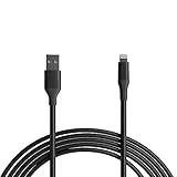 Amazon Basics Cable de carga USB-A a Lightning ABS, con certificación MFi, para Apple iPhone 14, 13, 12, 11 X Xs Pro, Pro Max, Plus, iPad, 3 m, Negro