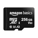 Amazon Basics - MicroSDXC, 256 GB, con Adaptador SD, A2, U3, velocidad de lectura hasta 100 MB/s, Negro