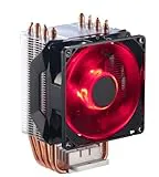 Amazon Basics Ventilador de refrigeración para ordenador con tecnología Cooler Master, enfriador de aire para CPU, 4 tubos de calor, LED RGB PWM, aletas de aluminio