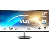 MSI PRO MP341CQ – Monitor profesional 34” – Panel 3440 x 1440 (UWQHD), VA, Antibrillo, Tasa de refresco de 100Hz, diseño sin marcos, Compatible con soporte VESA 100 mm, Freeseync, HDR Ready - Negro