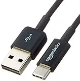 Amazon Basics - Fast Charging Cable, USB-C to USB-A 2.0, 480 MB/s, USB-IF Certified, for Apple iPhone 15, iPad, Samsung Galaxy, Tablets, Laptops, 1.8 m, Black