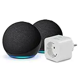 Echo Dot (5.ª generación) | Antracita, pack de 2 + Sengled Smart Plug, compatible con Alexa - Kit de inicio de Hogar digital