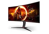 AOC Gaming CU34G2XP, Monitor curvo WQHD de 34 pulgadas, VA, 180 Hz, 1 ms GtG, HDR400, modo Juego, altavoces, Ajustable (1500R, 3440 x 1440, 400 cd/m HDMI 2.0 / DP 1.4)