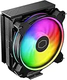 Cooler Master Hyper 212 Halo Disipador de CPU – Acabado Aluminio Negro, 4 Heat Pipes de Contacto Directo Continuo con Aletas, Ventilador MF120 Halo2 ARGB, Soporte LGA1700 y AM5 - Negro