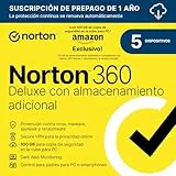 Norton 360 Deluxe Exclusivo Amazon*|Antivirus 5 Dispositivos|1 año con renovación automática| Descarga digital