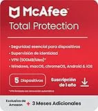 McAfee Total Protection para 5 dispositivos, 2025 |15 meses |VPN segura, el software de seguridad incluye antivirus, gestor de contraseñas, supervisión de identidad | Descarga digital